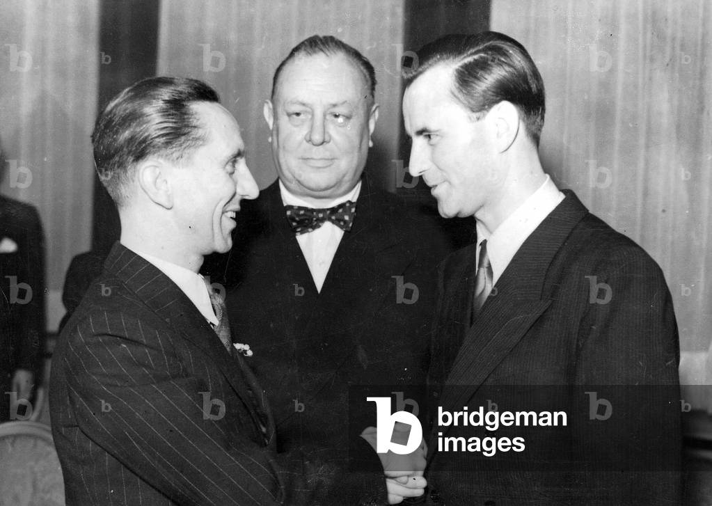 Joseph Goebbels, Emil Jannings, Wolfgang Liebeneiner (b/w photo)