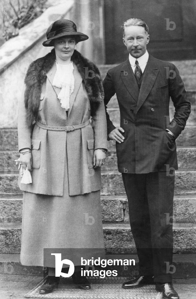The former crown prince couple at Oels Castle in Silesia, 1923