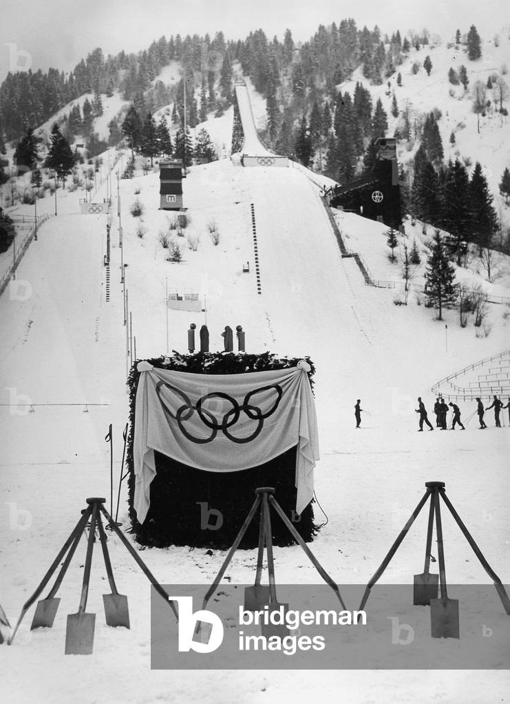 Olympic skiing stadium in Garmisch-Partenkirchen, 1936 (b/w photo)