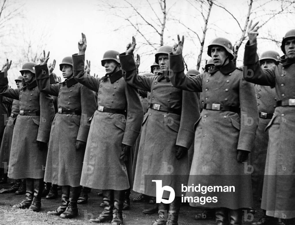Swearing-in of recruits of the railway troops of the Wehrmacht, 1938 (b/w photo)