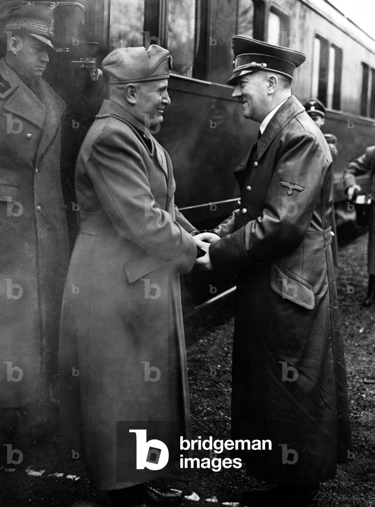 Adolf Hitler and Benito Mussolini, 1942 (b/w photo)