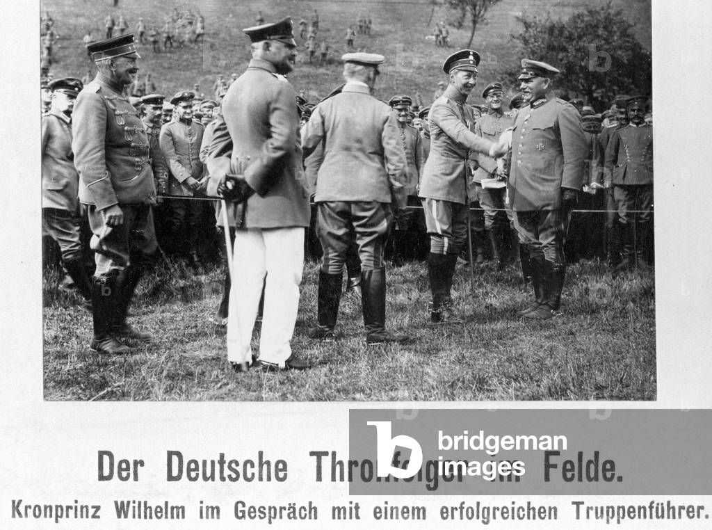 Crown Prince Wilhelm visits the troops, 1915  (b/w photo)