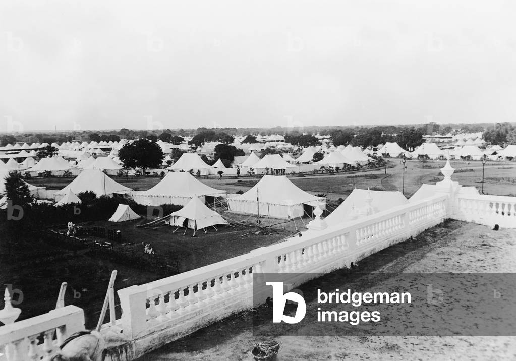Encampment during the coronation celebrations, Delhi Durbar, 1911 (b/w photo)