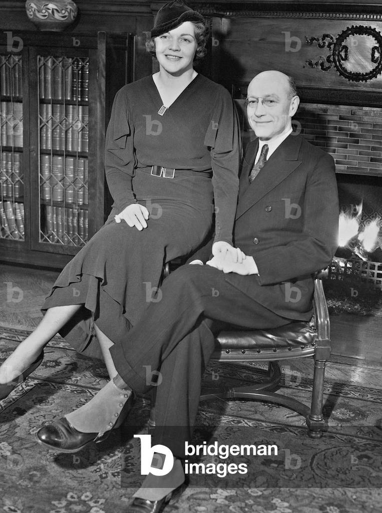 Roy Chapman Andrews and his fiancee, 1935 (b/w photo)