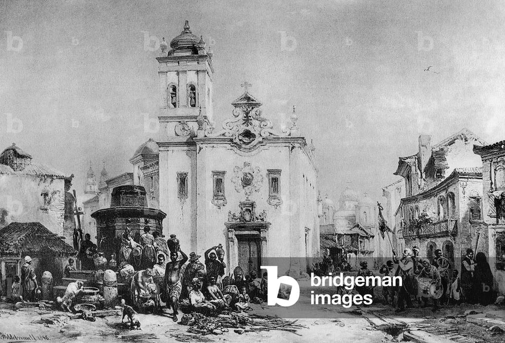 Procession in Rio de Janeiro, 1846 (b/w photo)