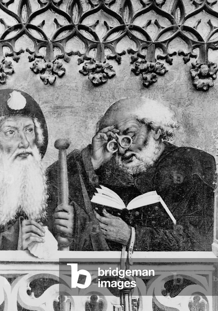 Apostle Petrus reading, 1466 (b/w photo)