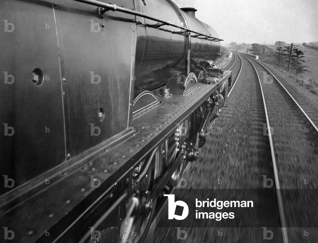 Steam locomotive in the United States 1935 (b/w photo)