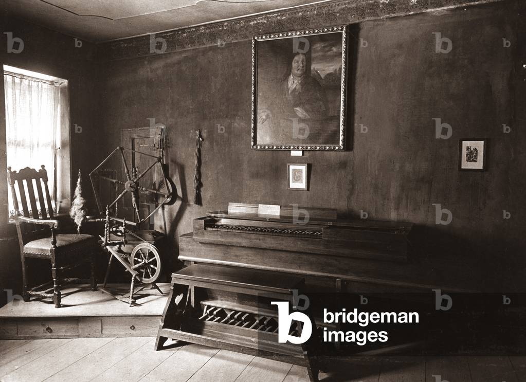 The Bach House in Eisenach, Thuringia, Germany (b/w photo)