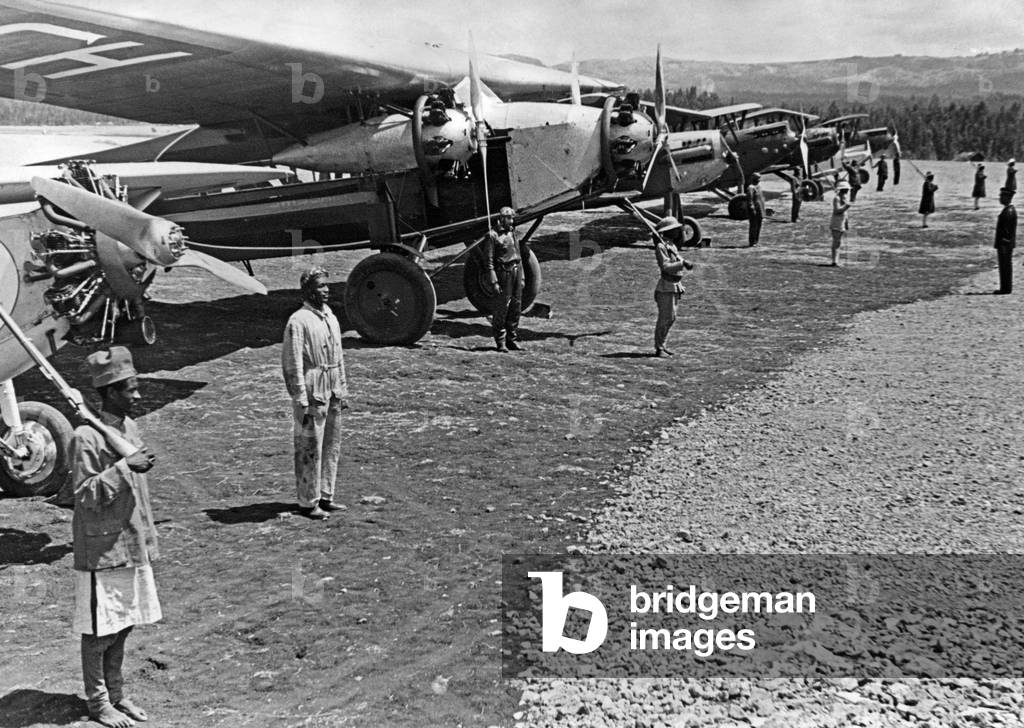 Abyssinian pilots, 1935/36 (b/w photo)