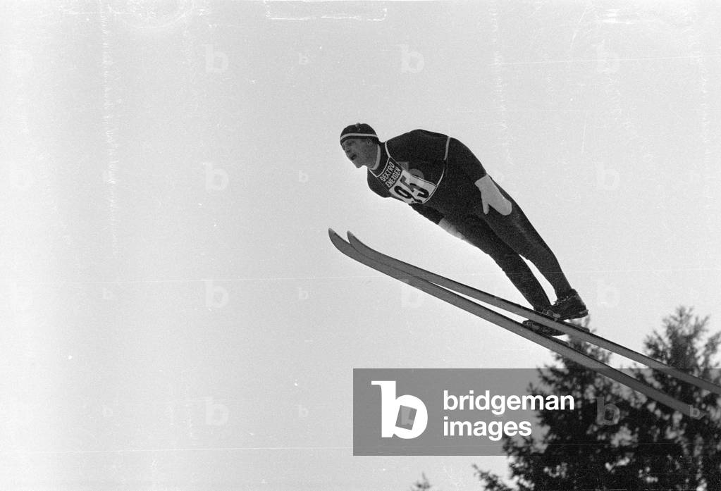 Training runs of the Four Hills Tournament 1963/64 (b/w photo)