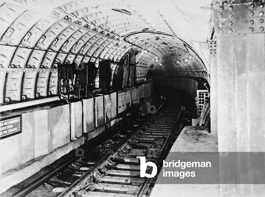 Hudson Tunnel in New York, 1908 (b/w photo)