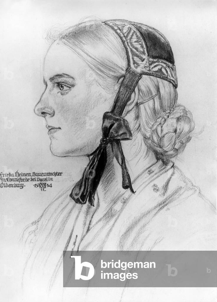 Drawing of a peasant woman by Wolfgang Willrich, 1934 (drawing)