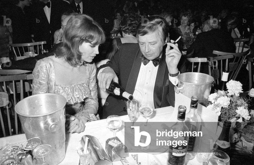 Petra Schuermann and Gerhard Freund at the German Film Ball in Munich, 1974 (b/w photo)