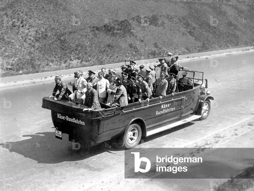 Journey in a bus, 1938 (b/w photo)