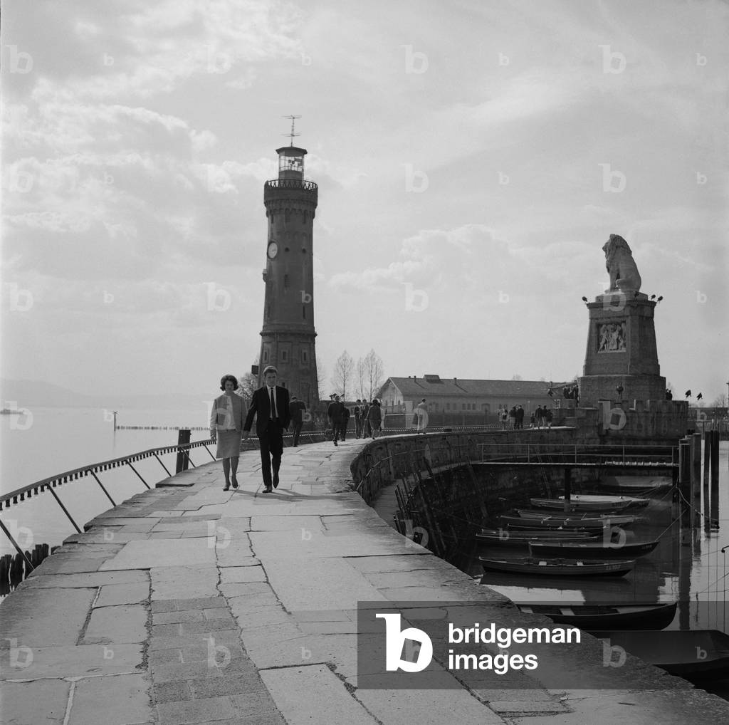 Harbour of Lindau, 1953 (b/w photo)