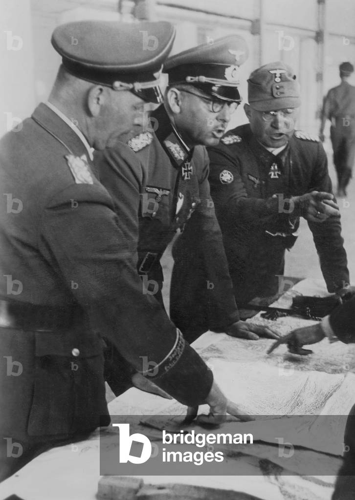 Wilhelm List with generals during the campaign in Greece, 1941 (b/w photo)