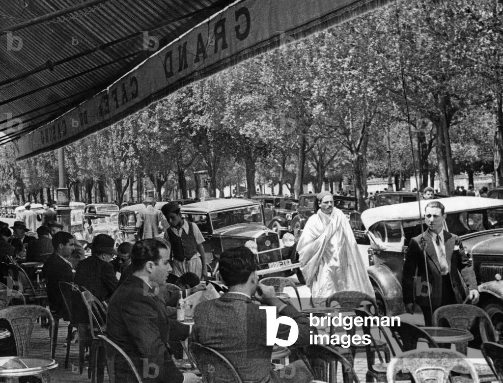 Coffee house in Tunis, 1936 (b/w photo)