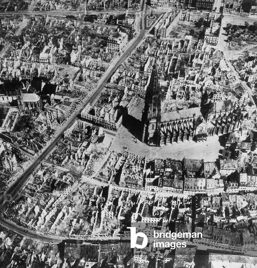 Destroyed Freiburg, Germany, 1945 (b/w photo)
