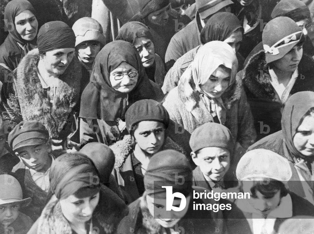 Turkish women at a demonstration, 1930 (b/w photo)