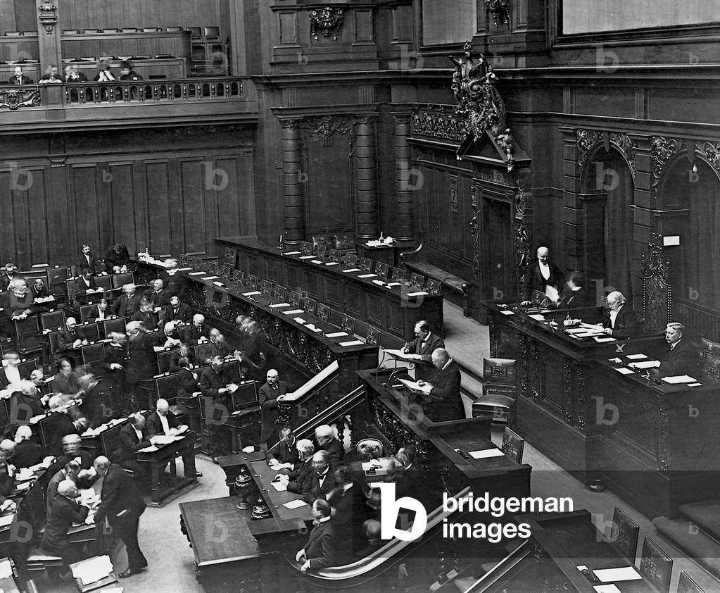 Albert Traeger opens the German Reichstag, 1912 (b/w photo)