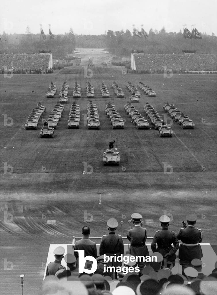 Tank parade at the Nuremberg Rally, 1936 (b/w photo)