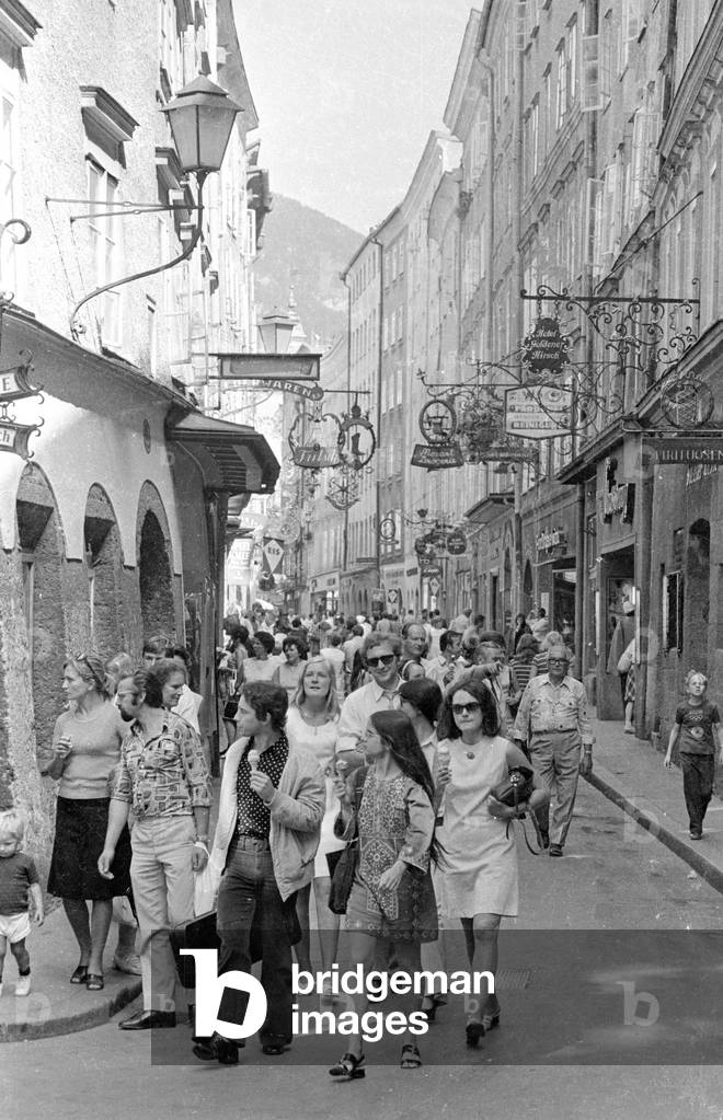Salzburg at the time of the festival, 1971 (b/w photo)