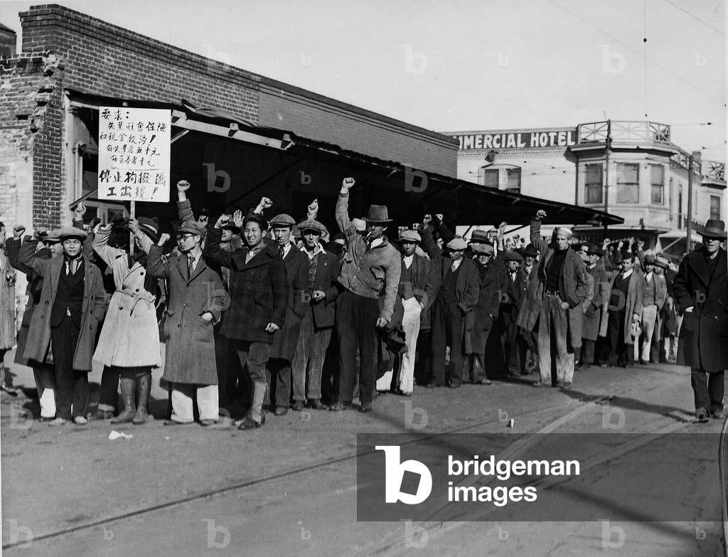 Unemployment demonstration during the Great Depression, 1932 (b/w photo)