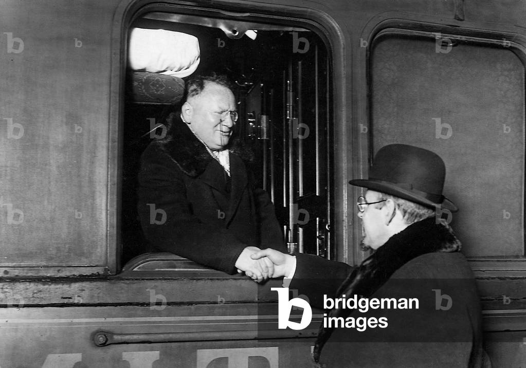 Maxim M. Litvinov on the road to the disarmament conference in Geneva, 1927 (b/w photo)