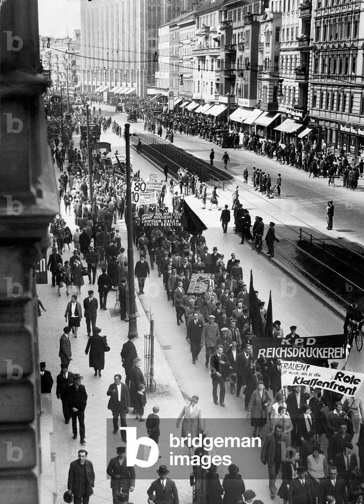 Demonstration of  the Communist Party in Berlin, 1930 (b/w photo)