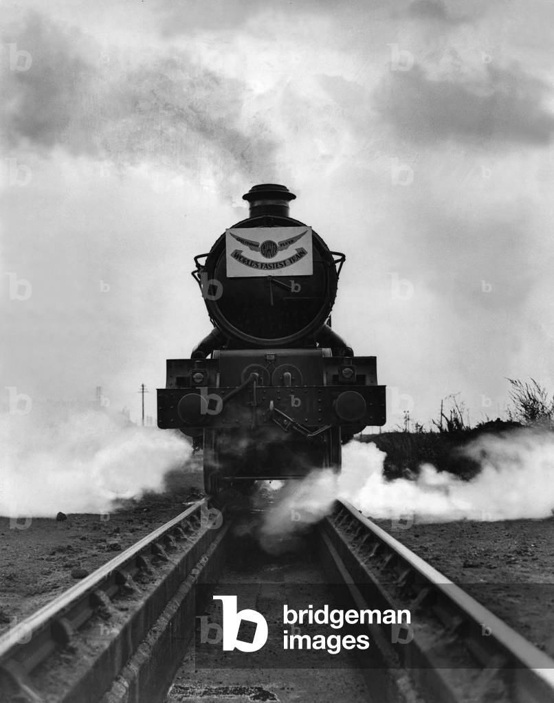 Steam locomotive in Great Britain, 1932 (b/w photo)
