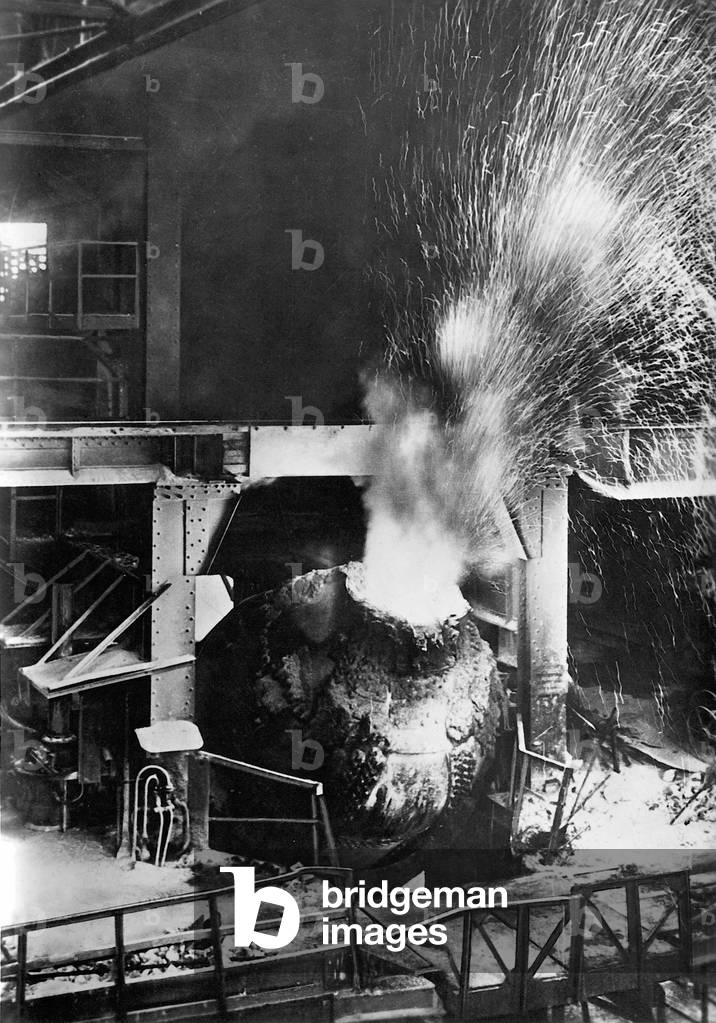 Steel production, 1934 (b/w photo)