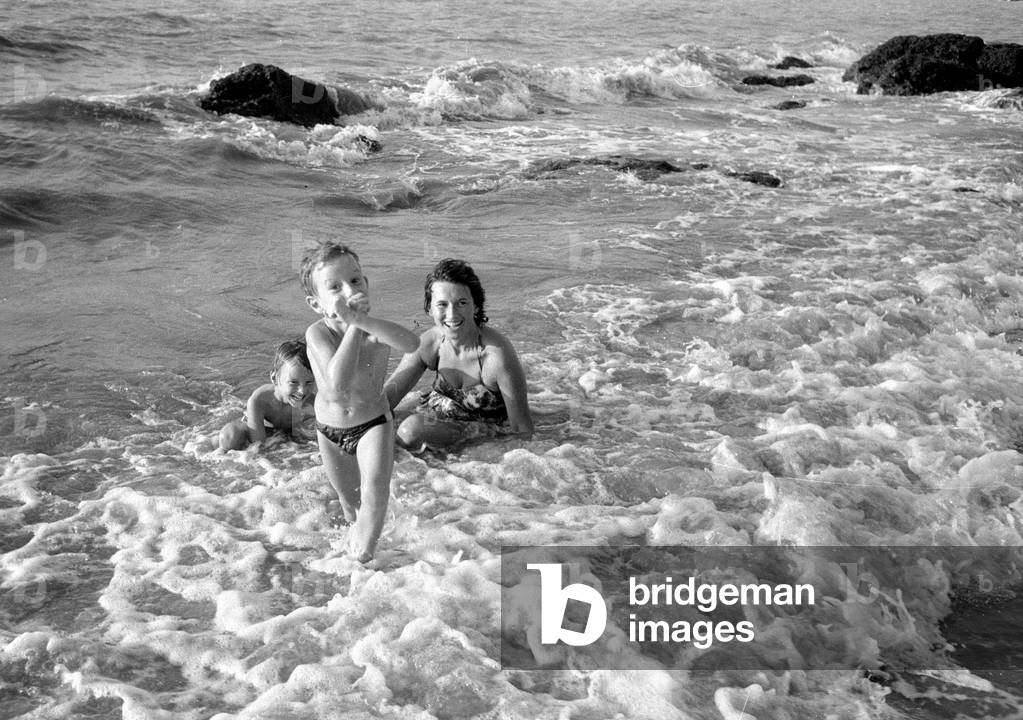 Beach in Guinea, 1960 (b/w photo)
