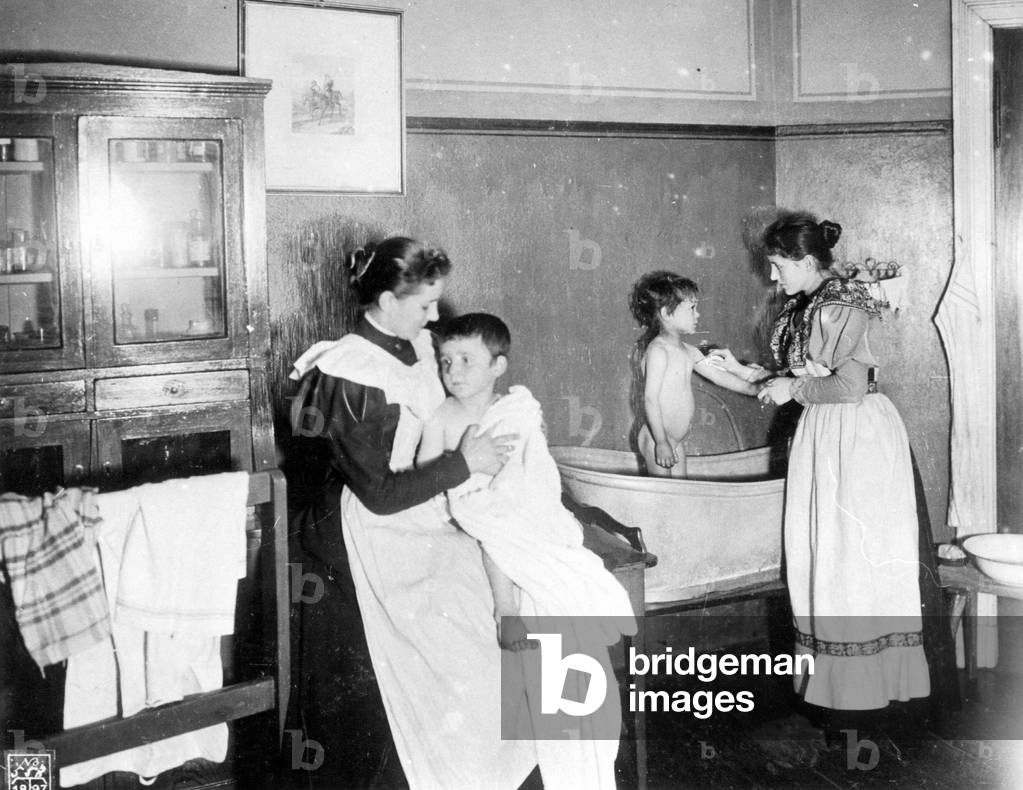 Children's home in Berlin, 1897 (b/w photo)
