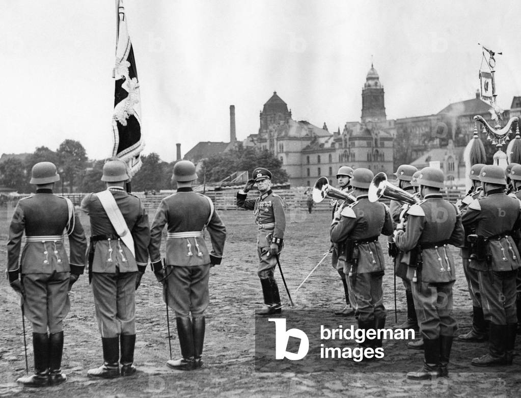 Parade of the Berlin Guard Regiment in Berlin, 1939 (b/w photo)