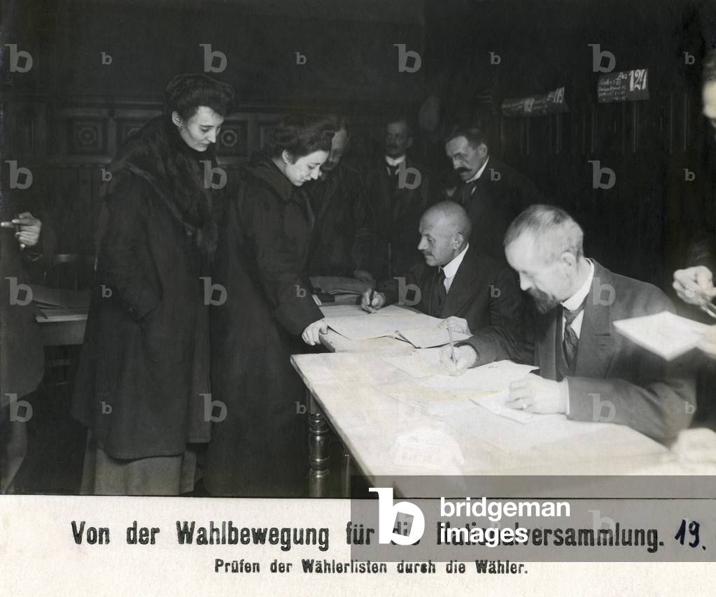 Voters checking the electoral lists, 1919