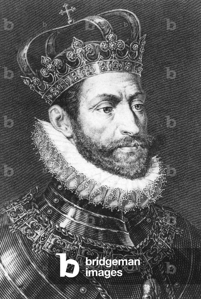 Emperor Charles V with crown (b/w photo)