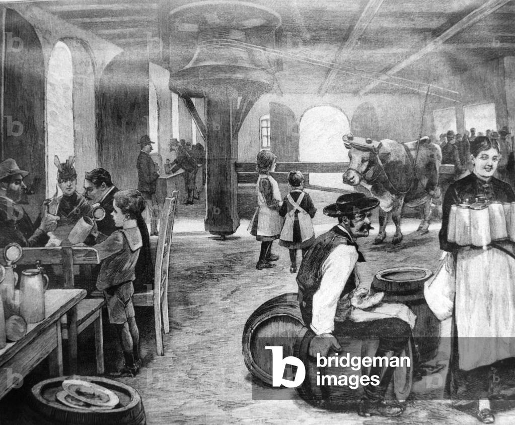 Augustiner Brauhaus in Munich, 1896 (b/w photo)