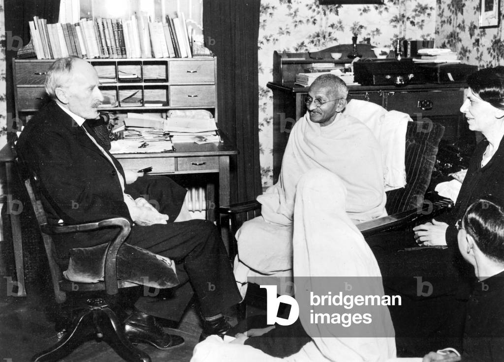 Mahatma Gandhi and Romain Rolland, 1931 (b/w photo)