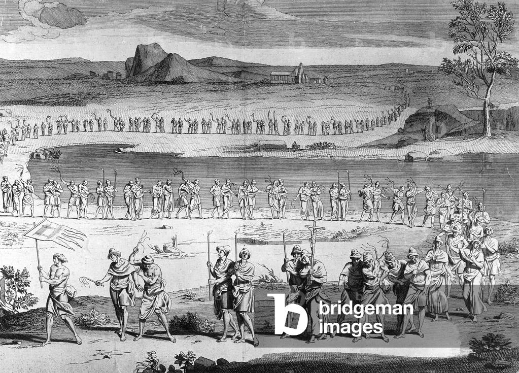 Flagellant procession, 14th century (b/w photo)