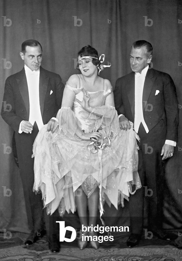 Otto Treptow, Trude Hesterberg and Hermann Bottcher in 'The street singer', 1921 (b/w photo)