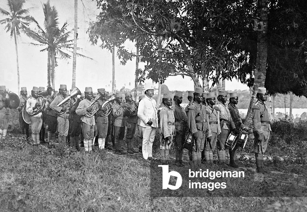 Band of the protection force in German Southwest Africa, 1900 (b/w photo)