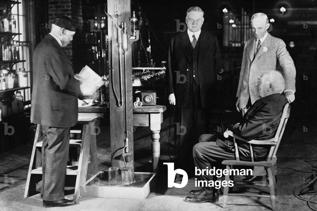 Thomas Alva Edison, Henry Ford and Herbert C. Hoover, 1929 (b/w photo)