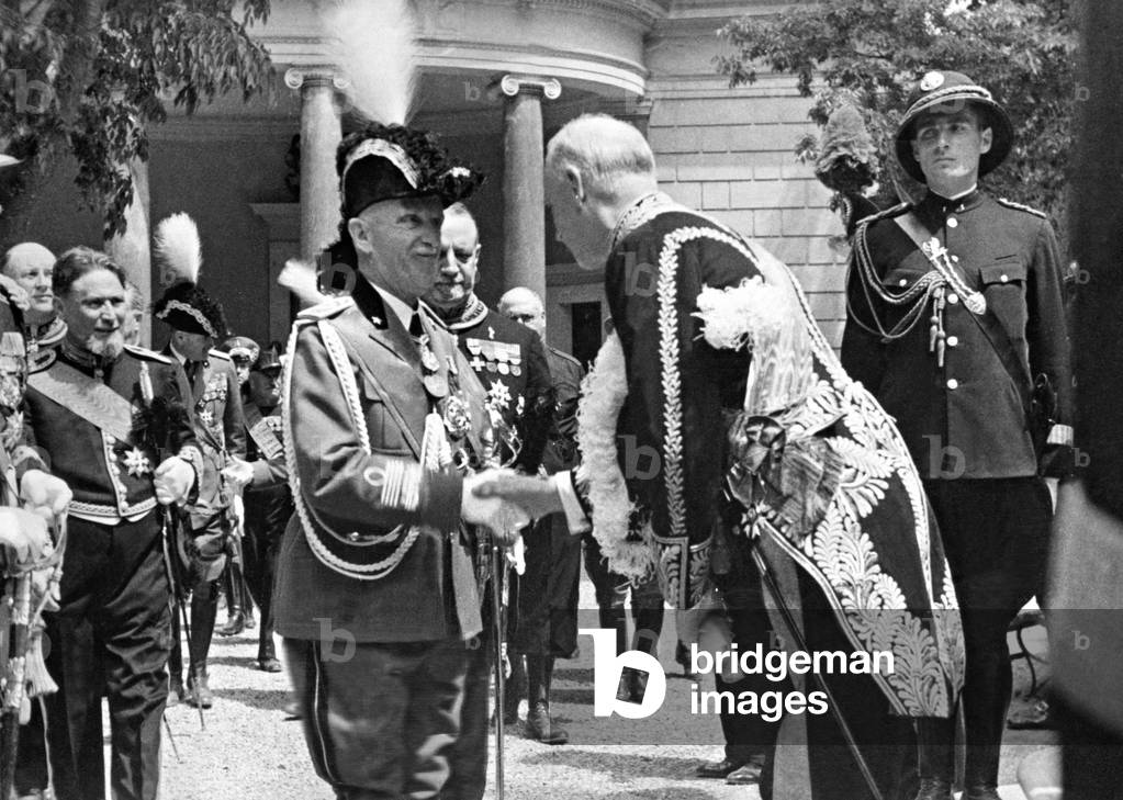 Victor Emmanuel III. and the English Ambassador in Venice, 1934 (b/w photo)