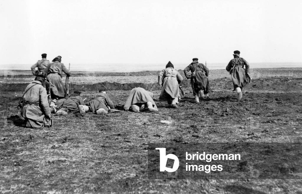 Attack in the Balkan Wars (b/w photo)