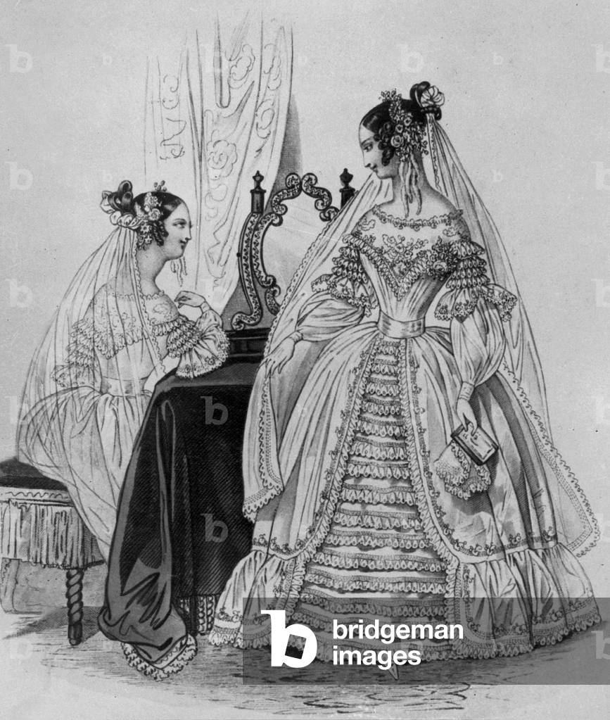 Women's Fashion, 1840 (b/w photo)