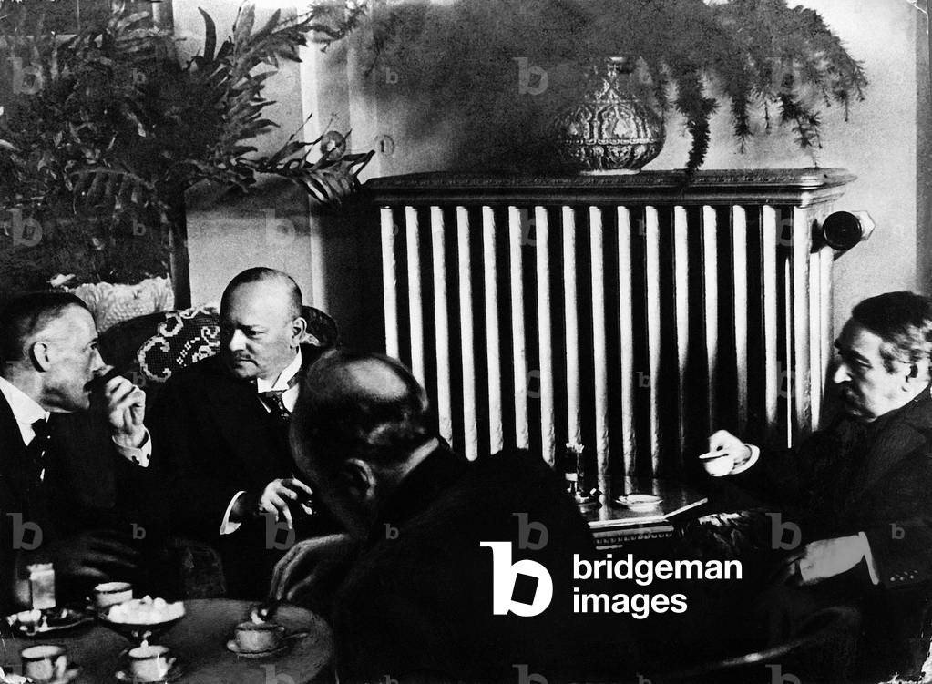 Chamberlain, Stresemann and Briand at the meeting of the League of Nations, 1928 (b/w photo)