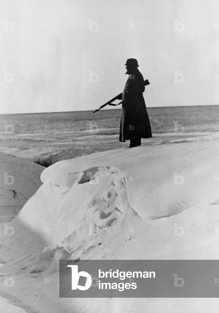German soldier at the Arctic Circle (b/w photo)