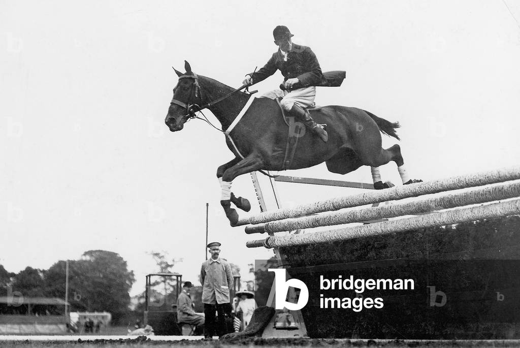 Equestrian sport (b/w photo)