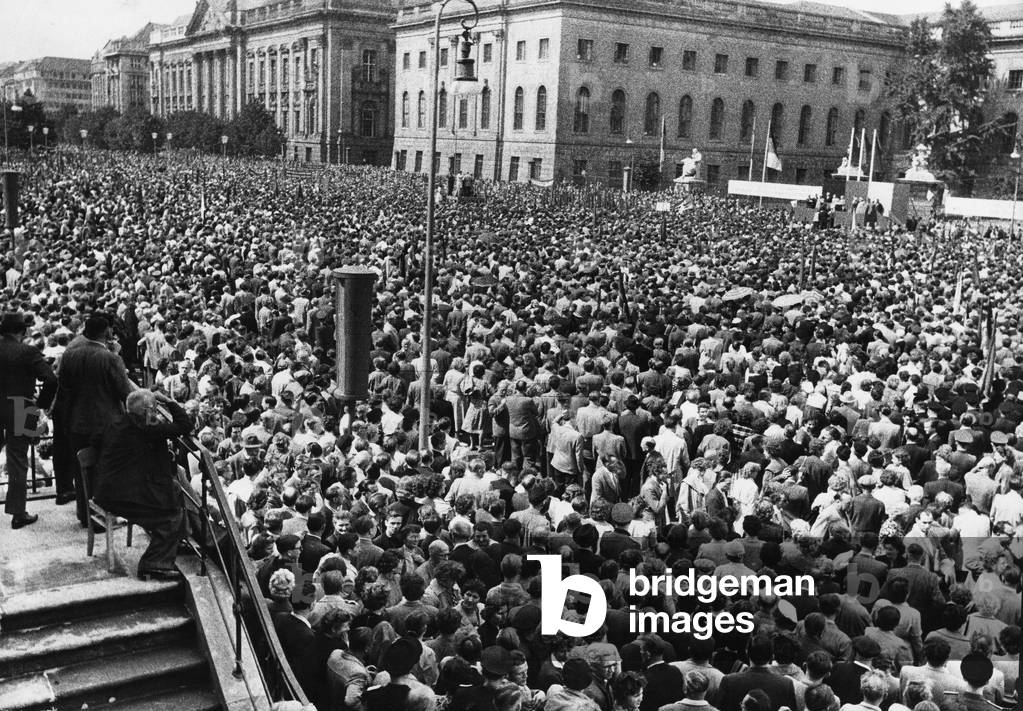 Demonstration against the ban of the KPD, 1956 (b/w photo)