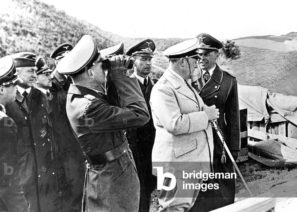 Goering and Kesselring on the Channel coast (b/w photo)
